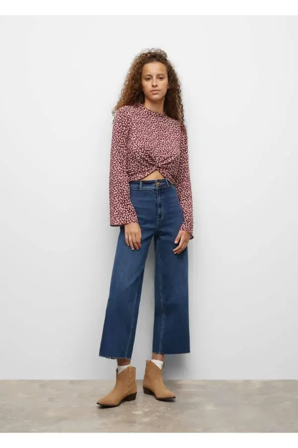 Блузка с цветочным принтом и деталями в виде узлов - 2