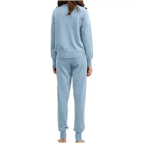BLVB Sweatsuits for Women 2 Piece Knit Outfits Long Sleeve Turtleneck Pullover Jogger Pants Tracksuit Lounge Sweaters Sets- - 4