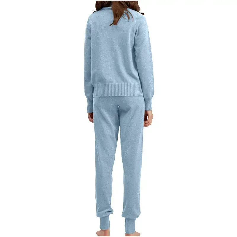 BLVB Sweatsuits for Women 2 Piece Knit Outfits Long Sleeve Turtleneck Pullover Jogger Pants Tracksuit Lounge Sweaters Sets- - 4
