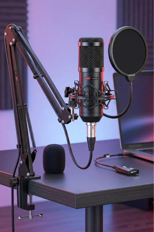 Bm800bt Black Condenser Microphone Stand Filter Sound Card (WORKS ON PC AND PHONE) - 2