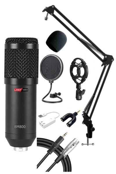 Bm800bt Black Condenser Microphone Stand Filter Sound Card (WORKS ON PC AND PHONE) - 5