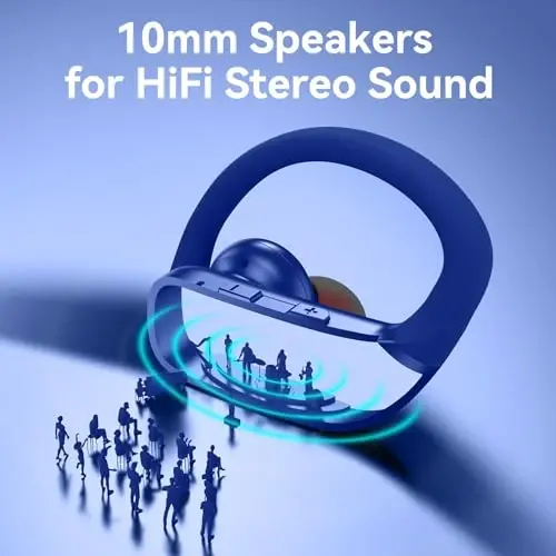 bmani Беспроводные наушники Bluetooth-наушники 48 часов воспроизведения спортивные наушники с LED-дисплеем Накладные наушники с крючками для ушей Встроенный микрофон Гарнитура для тренировок Синий - 6