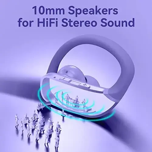 bmani Беспроводные наушники Bluetooth-наушники 48 часов воспроизведения спортивные наушники с LED-дисплеем наушники с дужками для ушей встроенный микрофон гарнитура для тренировок фиолетовый - bmani (1)