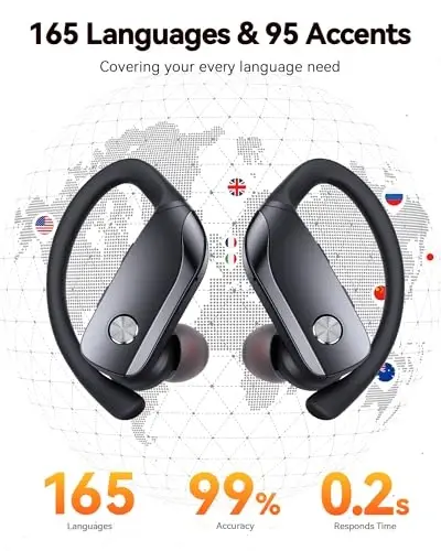 bmani Ear Buds Wireless Earbuds Bluetooth Headphones with 80H Playtime LED Display Case, Over-Ear Hook with Mic, Stereo Sound, Easy Button Controls, Sports Earphones for Running Workout Gym Black - BMANI (1)