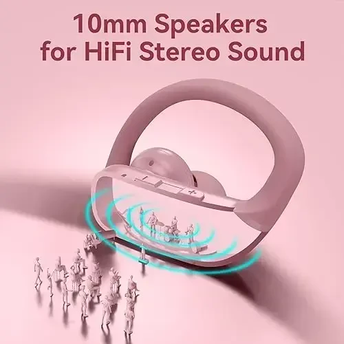 bmani Ear Buds Wireless Earbuds Bluetooth Headphones with 80H Playtime LED Display Case, Over-Ear Hook with Mic, Stereo Sound, Easy Button Controls, Sports Earphones for Running Workout Gym Pink - 6