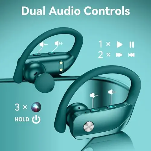 bmani Simsiz Quloqchinlar Bluetooth Quloqchinlar 48 soat Davom Etuvchi Sport Quloqchinlar LED Displeyli Quloq Usti Quloqchinlar Quloq Ilagi bilan O'rnatilgan Mikrofonli Garniтура Mashq Uchun Yashil - 3