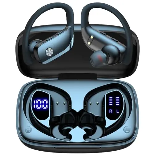 bmani Simsiz Quloqchinlar Bluetooth Quloqchinlar 48 soat o'ynash Sport Quloqchinlar LED displeyli Quloq usti Quloqchinlar Quloq ilmoqlari bilan O'rnatilgan mikrofonli гарнитура Mashq qilish uchun Yalpiz yashil - 2