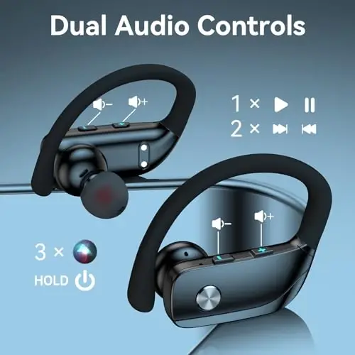 bmani Simsiz Quloqchinlar Bluetooth Quloqchinlar 48 soat o'ynash Sport Quloqchinlar LED displeyli Quloq usti Quloqchinlar Quloq ilmoqlari bilan O'rnatilgan mikrofonli гарнитура Mashq qilish uchun Yalpiz yashil - 4