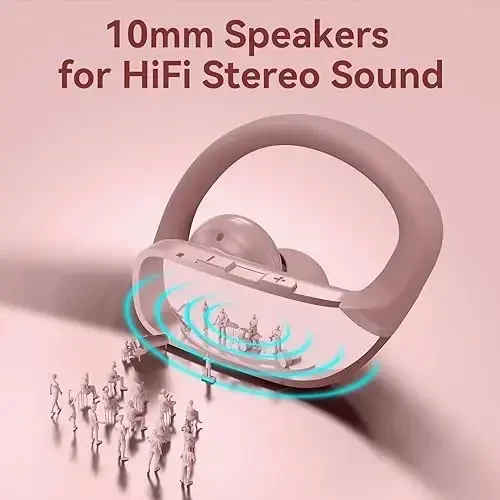 bmani Wireless Earbuds Bluetooth Headphones 48hrs Play Back Sport Earphones with LED Display Over-Ear Buds with Earhooks Built-in Mic Headset for Workout Pink - 1