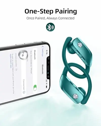 bmanl Simsiz Quloqchinlar Bluetooth Quloqchinlar 48 soat o'ynash Sport Quloqchinlar LED Ekranli Quloq Usti Quloqchinlar Quloq Kancalari bilan O'rnatilgan Mikrofonli Quloqchin Mashq qilish uchun Yashil - 4