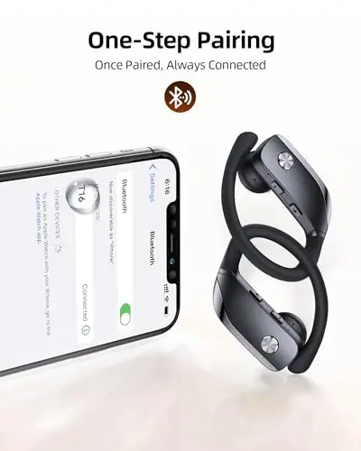 bmanl Wireless Earbuds Bluetooth Headphones 48hrs Play Back Sport Earphones with LED Display Over-Ear Buds with Earhooks Built-in Mic Headset for Workout Black - 4