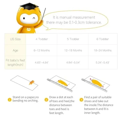 BMCiTYBM Chaqaloqlar poyafzali O'g'il qizlar uchun birinchi qadam poyafzali Yengil, sirpanmaydigan krossovkalar 6 9 12 18 24 oylik bolalar uchun - 6