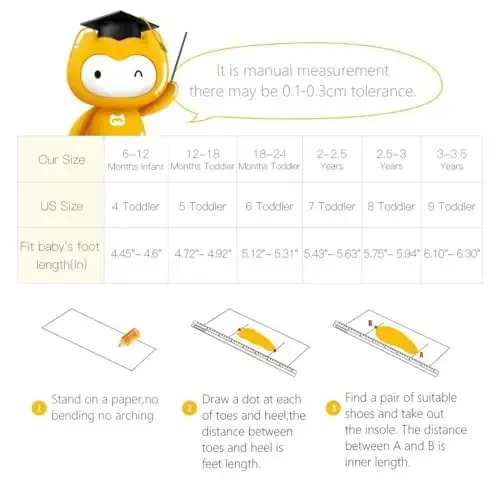 BMCiTYBM Chaqaloqlar uchun krossovkalar Qizlar Bolalar Yengil Nafas oladigan to'r Birinchi Qadam Qo'yuvchi Poyabzal 6-24 Oy - 6