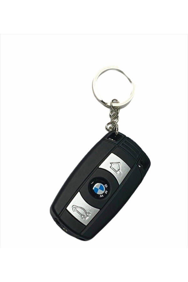 BMW Logo Car Key Figured Lighted Red Flame Turbo Lighter Keychain - 2