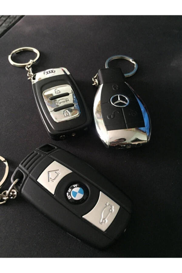 BMW Logo Car Key Figured Lighted Red Flame Turbo Lighter Keychain - 4