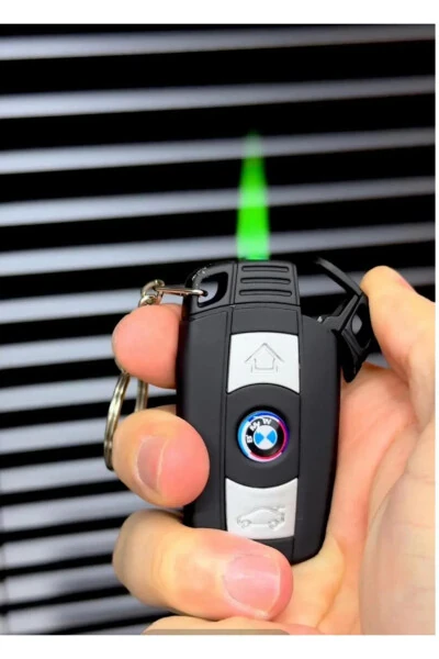 BMW Logo Car Key Figured Lighted Red Flame Turbo Lighter Keychain - İNDİRİM CENTER