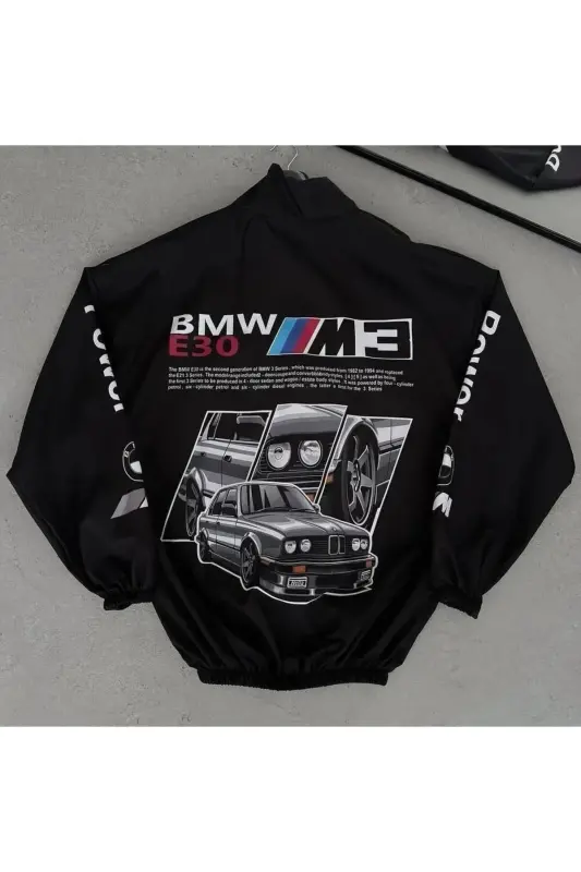 Bmw ///m M3 Unisex Paraşüt Kumaş Oversize Dijital Baskılı Lacivert Rüzgarlık Yağmurluk İnce Ceket-Mavii - 1