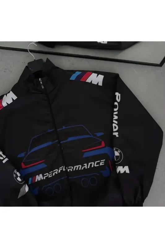 Bmw ///m M3 Unisex Paraşüt Kumaş Oversize Dijital Baskılı Lacivert Rüzgarlık Yağmurluk İnce Ceket-Mavii - 2