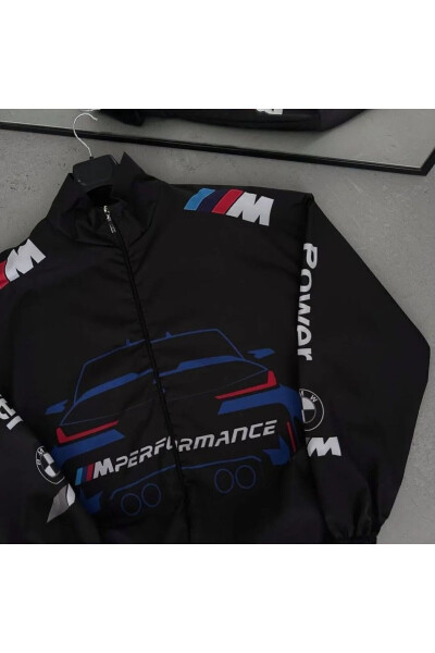 Bmw ///m Unisex Parachute Fabric Oversize Digital Printed Black Windbreaker Raincoat - 6