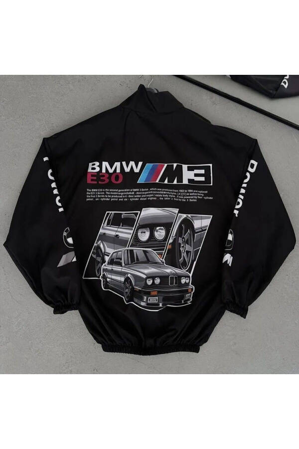 Bmw ///m Unisex Parashyut Mato Oversize Raqamli Bosma Qora Shamollik Yomg'irlik - 3