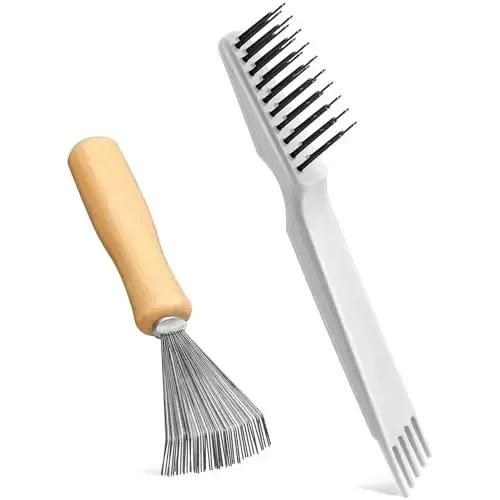 Boao 2 Pieces Hair Brush Cleaning Tool Comb Cleaner Brush Mini Comb Cleaning Hair Remover Tool for Removing Dust Home and Salon Use (Gray, Wood Color) - 1