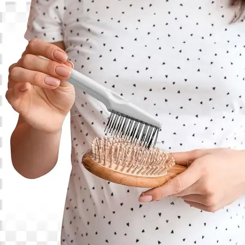 Boao 2 Adet Saç Fırçası Temizleme Aleti Tarak Temizleyici Fırça Mini Tarak Temizleme Saç Çıkarıcı Alet Toz Temizleme Ev ve Salon Kullanımı için (Gri, Ahşap Rengi) - 2