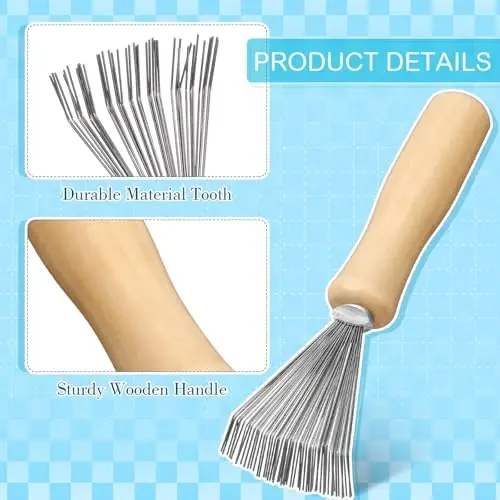 Boao 2 Pieces Hair Brush Cleaning Tool Comb Cleaner Brush Mini Comb Cleaning Hair Remover Tool for Removing Dust Home and Salon Use(Green, Wood Color) - 6