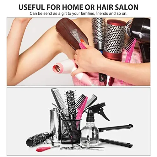 Boao 2 Pieces Hair Brush Cleaning Tool Comb Set Mini Hair Brush Dirt Remover with Metal Wire Rake for Removing Hair Dust Home and Salon Use(Pink and Pink) - 6
