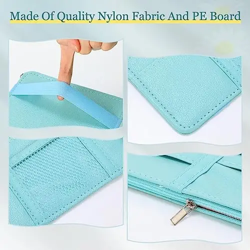 BOAO 2 Pack Car Sunvisor Organizer, Large, Blue | Multi Pocket Storage, PU Leather with Card Slots, Zipper Pocket, for Vehicle Registration Insurance Sunglasses Accessories - 5