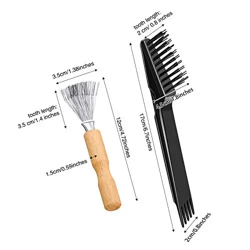 Boao 2 Pack Hair Brush Cleaner,Black Color,Wooden Handle Rake | Dual Rake and Brush Cleaner, Removes Hair, Dust and Buildup, Mini Accessory for Home and Salon - 6