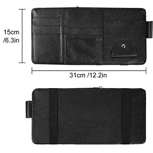 Boao 2 Packs Car Sun Visor Organizer, Sunglasses Holders for Car Sun Visor PU Auto Interior Accessories Storage Travel Document Holder with Multi Pocket (Black, 12.2 x 6.1 Inches) - 5