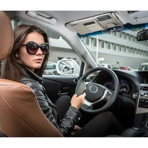 Boao 2 Packs Car Sun Visor Organizer, Sunglasses Holders for Car Sun Visor PU Auto Interior Accessories Storage Travel Document Holder with Multi Pocket (Gray, 12.2 x 6.1 Inches) - 3