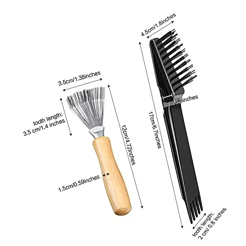 Boao 2 Pieces Hair Brush Cleaning Tool Comb Cleaner Brush Mini Comb Cleaning Hair Remover Tool for Removing Dust Home and Salon Use (Black, Wood Color) - 6