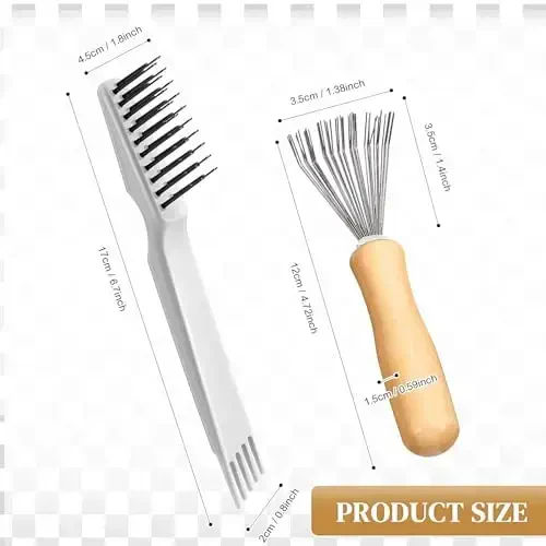 Boao 2 Pieces Hair Brush Cleaning Tool Comb Cleaner Brush Mini Comb Cleaning Hair Remover Tool for Removing Dust Home and Salon Use (Gray, Wood Color) - 3