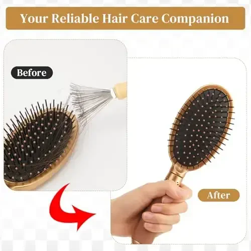 Boao 2 Pieces Hair Brush Cleaning Tool Comb Cleaner Brush Mini Comb Cleaning Hair Remover Tool for Removing Dust Home and Salon Use (Gray, Wood Color) - 6