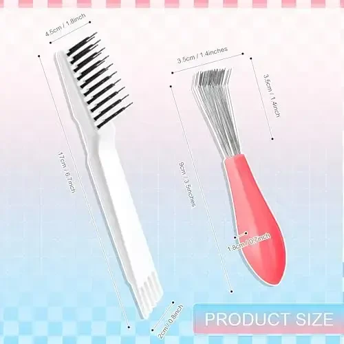 Boao 2 Pieces Hair Brush Cleaning Tool Comb Set 2-in-1 Mini Hair Brush Dirt Remover with Metal Wire Rake for Removing Dust Home and Salon Use(Pink and White) - 3