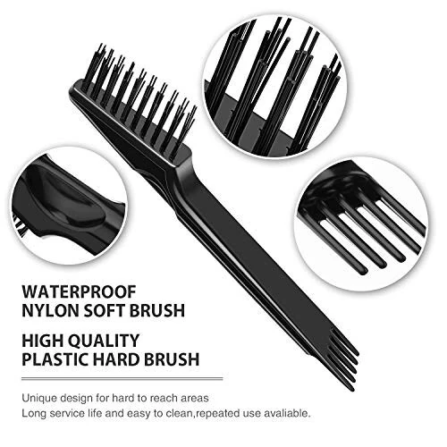 Boao 2 Pieces Hair Brush Cleaning Tool Comb Set Mini Hair Brush Dirt Remover with Metal Wire Rake for Removing Hair Dust Home and Salon Use(Pink and Black) - 3