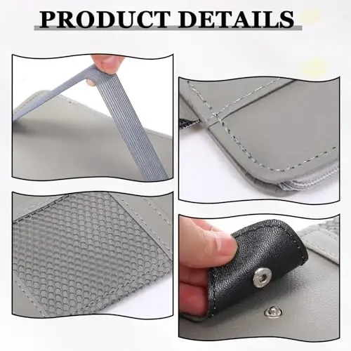 Boao 2 Packs Car Sun Visor Organizer, Sunglasses Holders for Car Sun Visor PU Auto Interior Accessories Storage Travel Document Holder with Multi Pocket (Black, Gray, 12.2 x 6.1 Inches) - 6