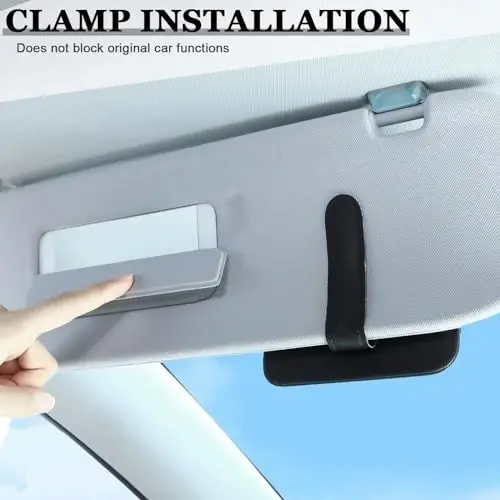 BOAO 2 Packs Car Sun Visor Organizer, Sunglasses Holders for Car Sun Visor PU Auto Interior Accessories Storage Travel Document Holder with Multi Pocket (6.1 x 4.93 Inches, Black) - 7