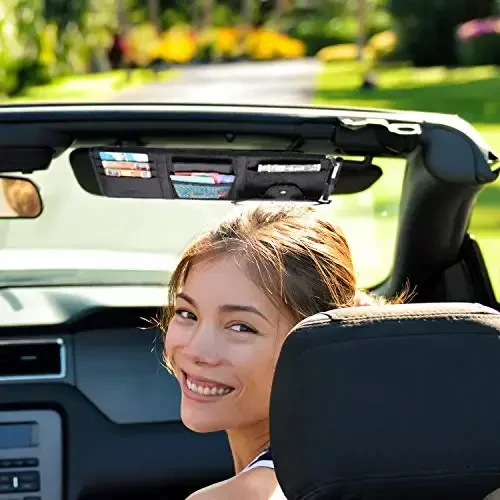 Boao 2 Packs Car Sun Visor Organizer, Sunglasses Holders for Car Sun Visor PU Auto Interior Accessories Storage Travel Document Holder with Multi Pocket (Black, 12.2 x 6.1 Inches) - 4