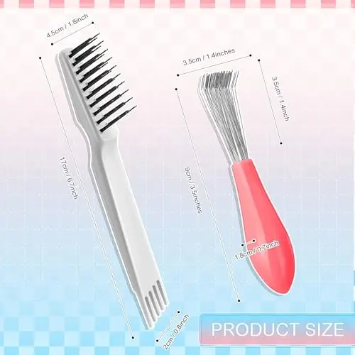 Boao 2'li Saç Fırçası Temizleme Aleti Tarak Seti 2'si 1 Arada Mini Saç Fırçası Kir Sökücü Metal Tel Tırmık ile Toz Giderme için Ev ve Salon Kullanımı (Pembe ve Gri) - 9
