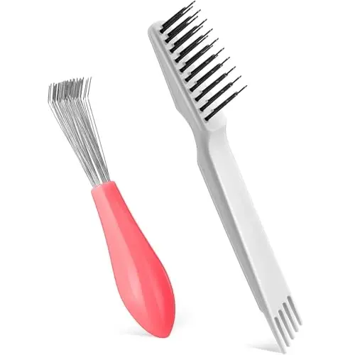 Boao 2'li Saç Fırçası Temizleme Aleti Tarak Seti 2'si 1 Arada Mini Saç Fırçası Kir Sökücü Metal Tel Tırmık ile Toz Giderme için Ev ve Salon Kullanımı (Pembe ve Gri) - 1