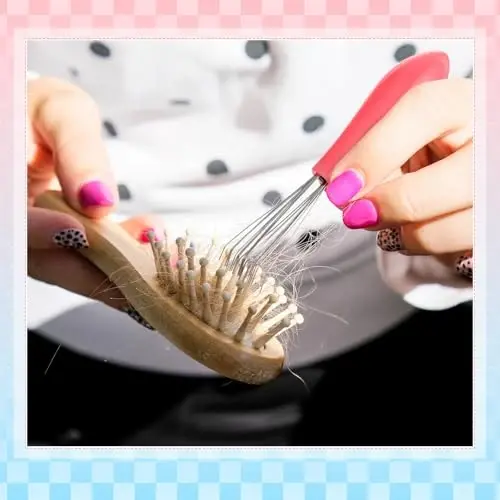 Boao 2'li Saç Fırçası Temizleme Seti Mini Saç Fırçası Kir Temizleyici Metal Telli Tarağıyla Saç Tozu Temizleme Ev ve Salon Kullanımı (Pembe ve Yeşil) - 7