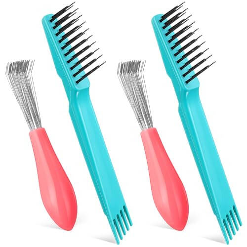 Boao 4 Pcs Hair Brush Cleaning Set Tool Mini Hair Cleaning Brush Cleaner Tool for Removing Dust Home Salon Use(Green) - 1