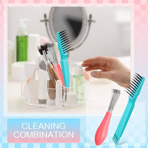 Boao 4 Pcs Hair Brush Cleaning Set Tool Mini Hair Cleaning Brush Cleaner Tool for Removing Dust Home Salon Use(Green) - 6