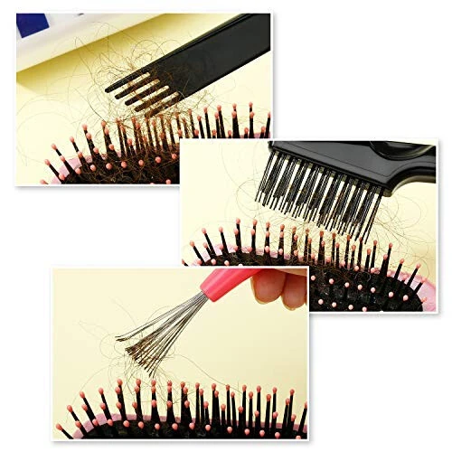 Boao 4 Pcs Hair Brush Cleaning Set Tool Mini Hair Cleaning Brush Cleaner Tool for Removing Dust Home Salon Use(Black) - 5