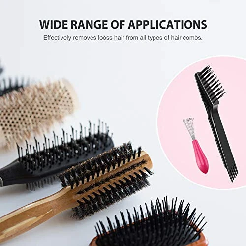 Boao 4 Pcs Hair Brush Cleaning Set Tool Mini Hair Cleaning Brush Cleaner Tool for Removing Dust Home Salon Use(Black) - 6
