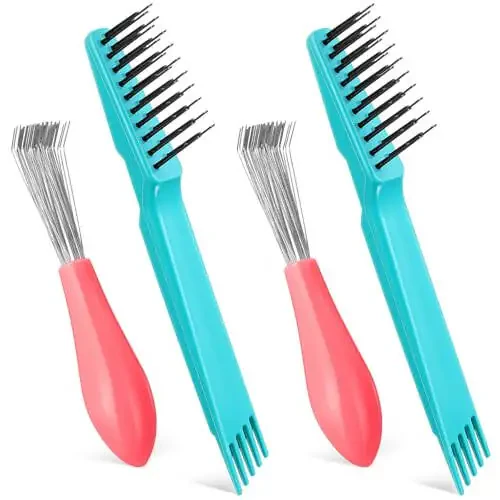 Boao 4 Pcs Hair Brush Cleaning Set Tool Mini Hair Cleaning Brush Cleaner Tool for Removing Dust Home Salon Use(Green) - 1