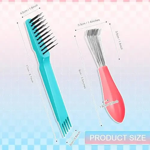 Boao 4 Pcs Hair Brush Cleaning Set Tool Mini Hair Cleaning Brush Cleaner Tool for Removing Dust Home Salon Use(Green) - 3