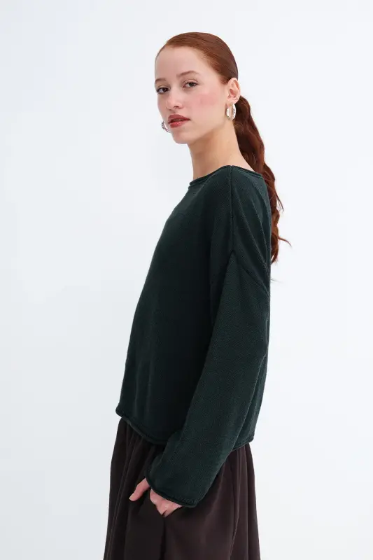 Boat Neck Knit Sweater K10237-A5 - Sapphire - 5